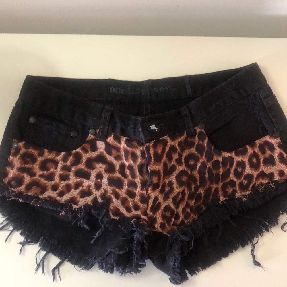 One Teaspoon Cheetah Jean Shorts